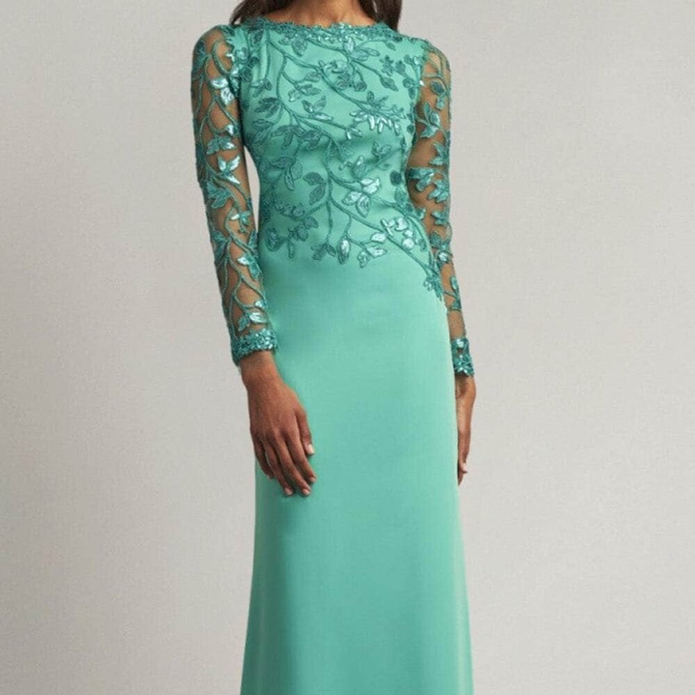 Tadashi Shoji Size 14 Caribbean Green Gown NEW with tags - Picture 4 of 8